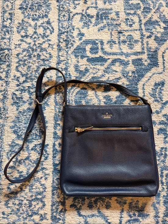 kate spade Handbags - kate spade navy pebbled leather crossbody with gold hardware